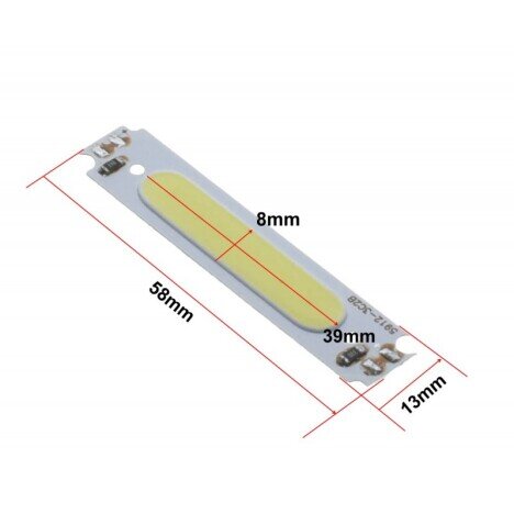 LED COB, 58X13MM / 2W ALB-RECE