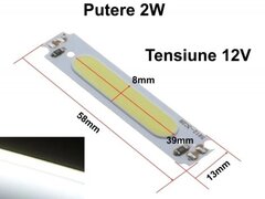 LED COB, 58X13MM / 2W ALB-RECE